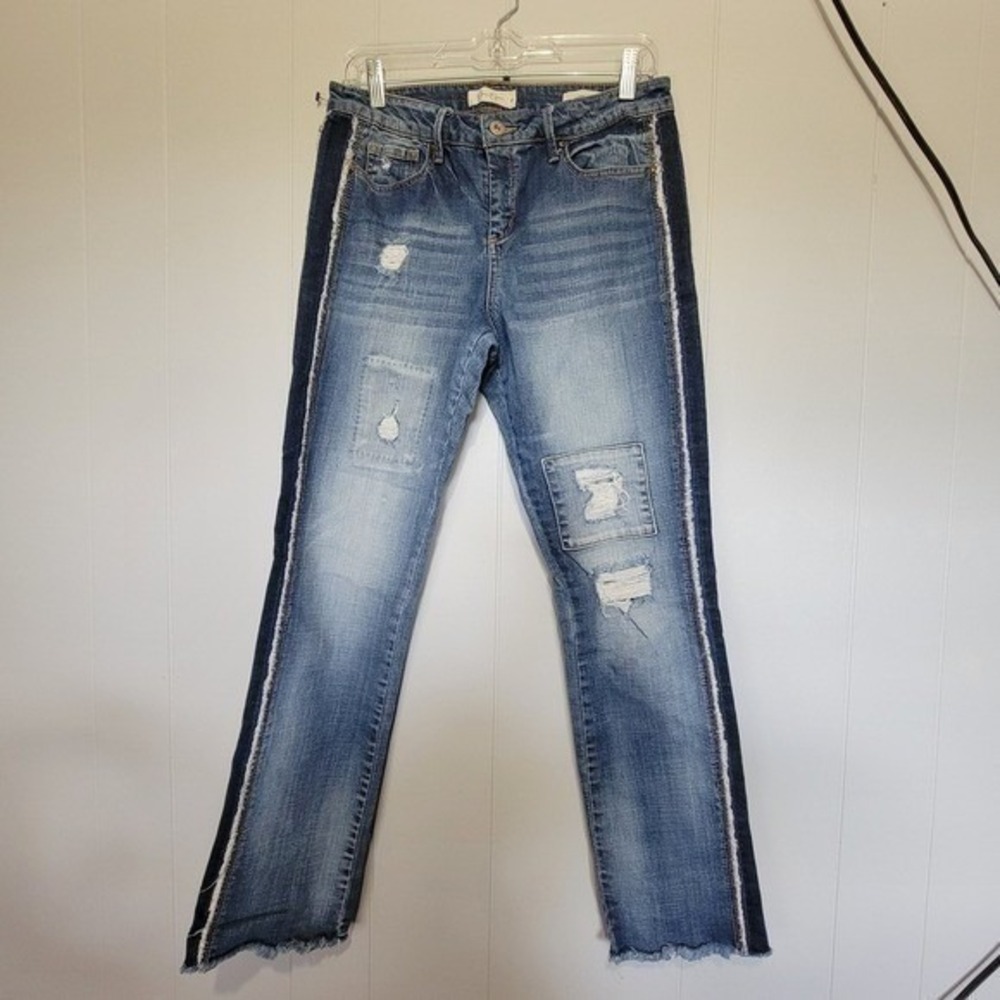 Jessica‎ Simpson Arrow Straight Leg Distressed Patch Jeans Size 29